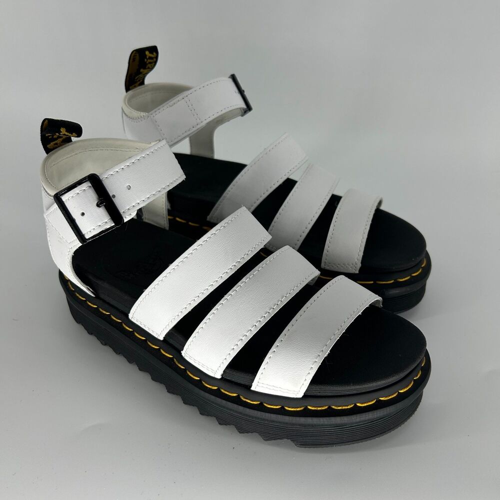 Dr. Martens Blaire Strappy Sandals Women's 6 White Chunky Leather Greek Roman